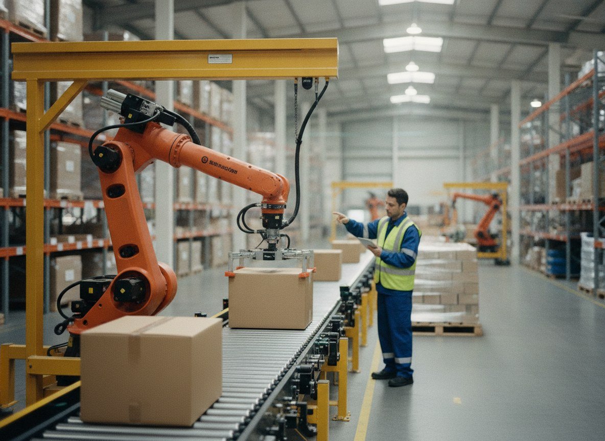 Il·lustració generada amb IA: Anthropic calcula que els robots ja saben fer tres quarts de les tasques físiques, però només surten a compte en un 0,3%