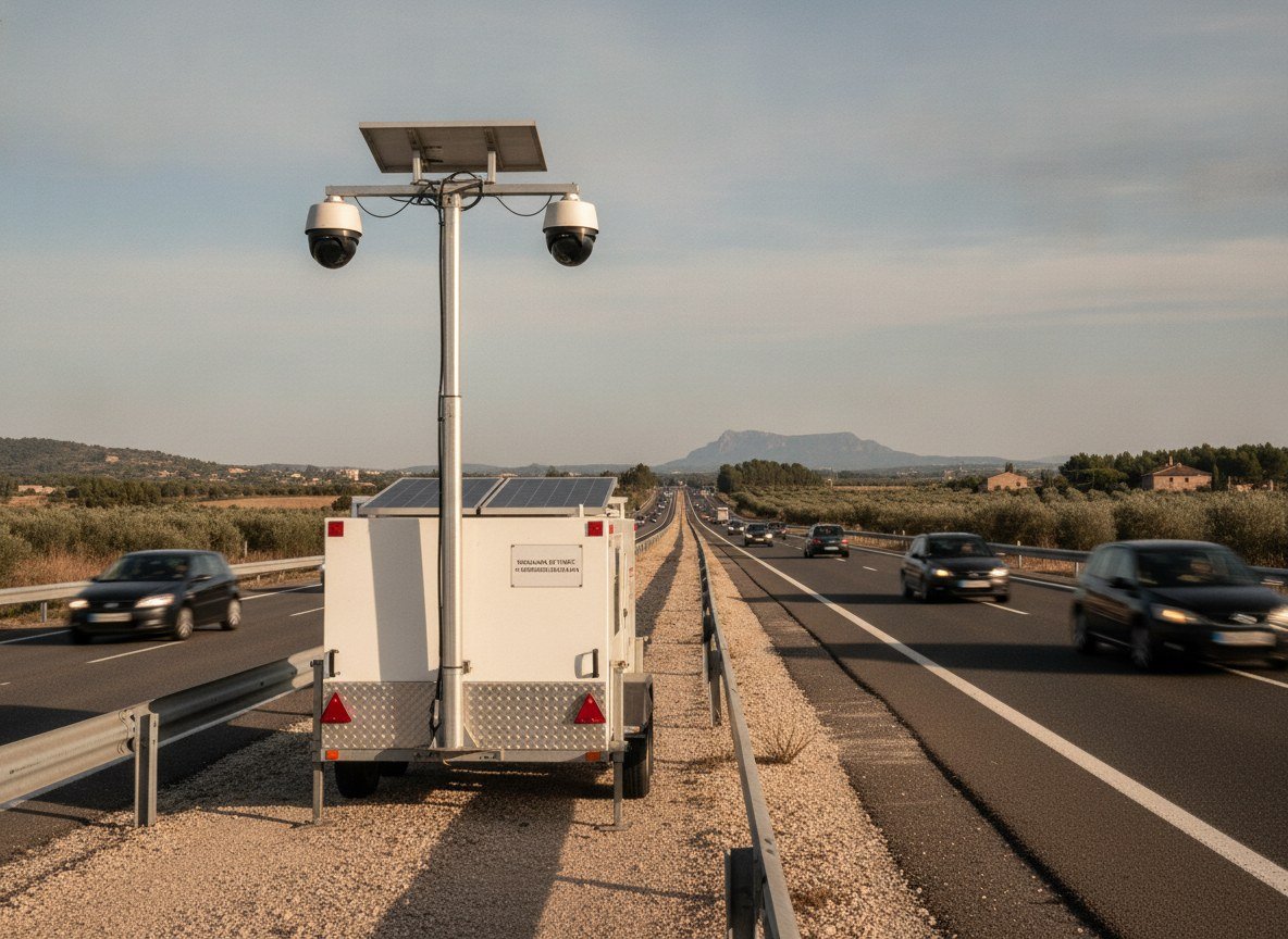 Il·lustració editorial de El Servei Català de Trànsit prova un sistema d'IA que detecta l'ús del mòbil i el cinturó sense lligar des d'un carro-remolc