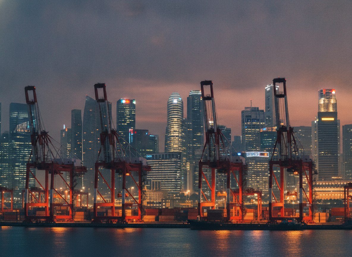 Il·lustració editorial de Singapur dispara la seva previsió de creixement del 2026 fins al 5,5% i n'atribueix bona part a la inversió mundial en IA