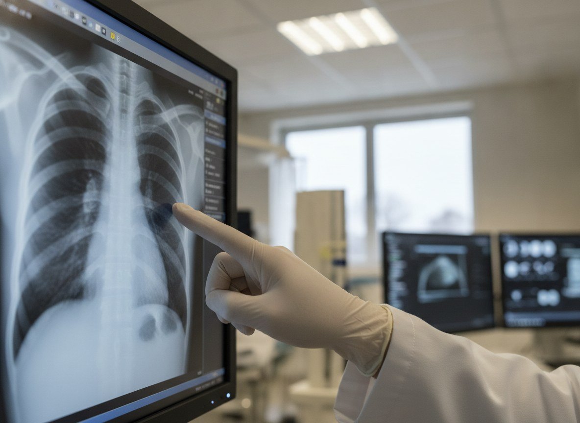 Il·lustració generada amb IA: Un mètode calibrat decideix quan una IA que revisa radiografies de tòrax ha de cedir el cas a un metge