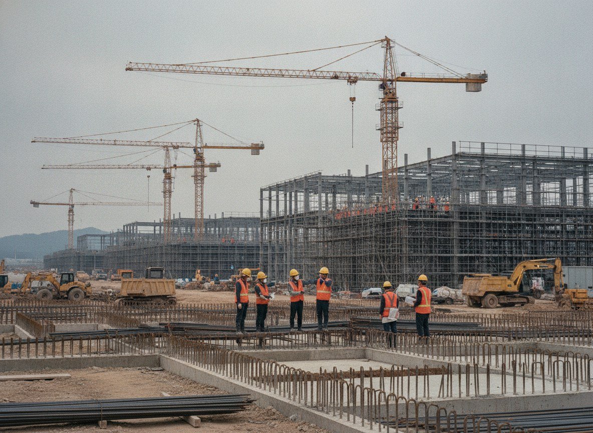 Il·lustració editorial de SK hynix aprova 38.000 milions de dòlars per aixecar dues noves fàbriques de memòria a Corea del Sud davant la fam de xips per a IA