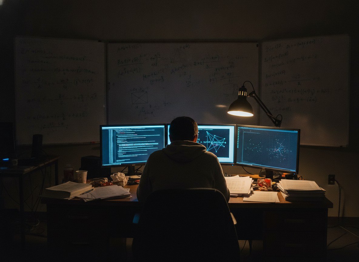 Il·lustració editorial de Un eixam d'agents d'IA de Google i Carnegie Mellon ataca problemes matemàtics oberts que cap prova curta no pot resoldre