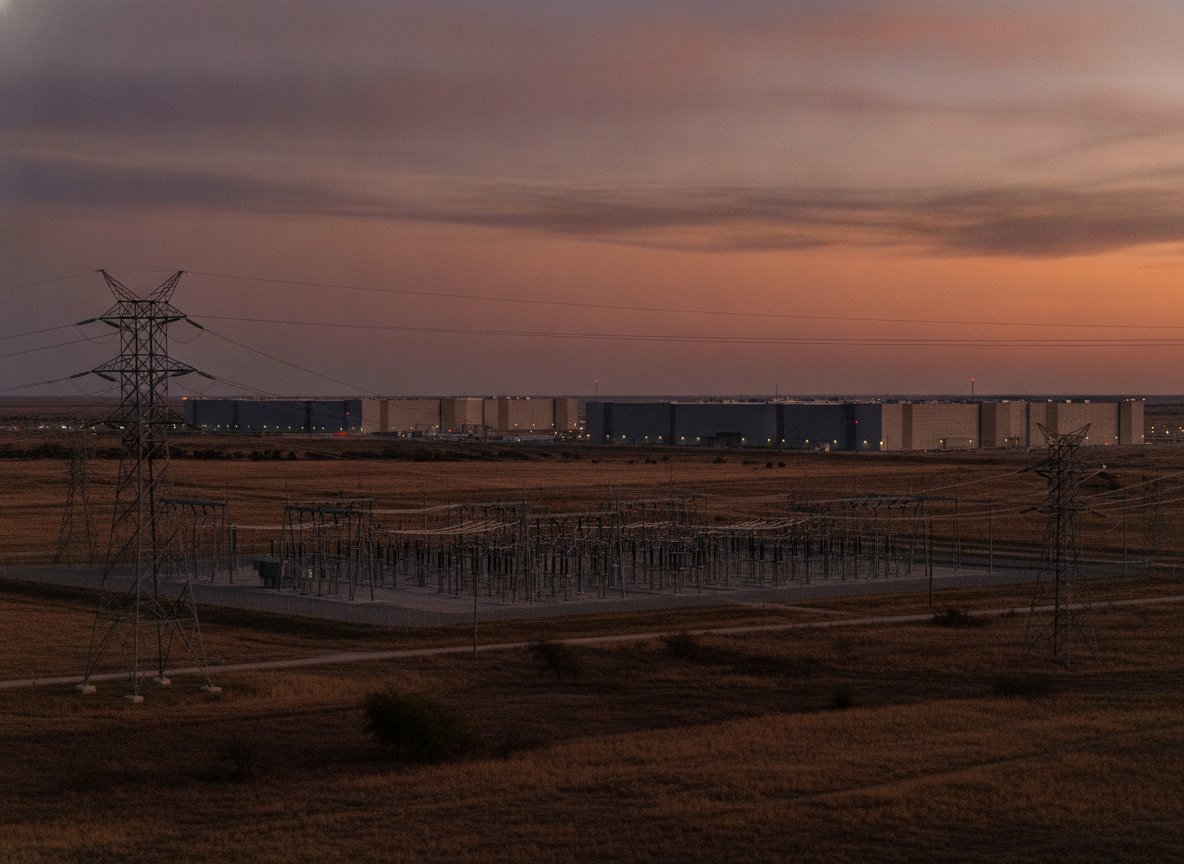 Il·lustració generada amb IA: Texas fixa les regles per als grans centres de dades: 100.000 dòlars d'estudi i garanties financeres, amb la connexió a la xarxa en pausa