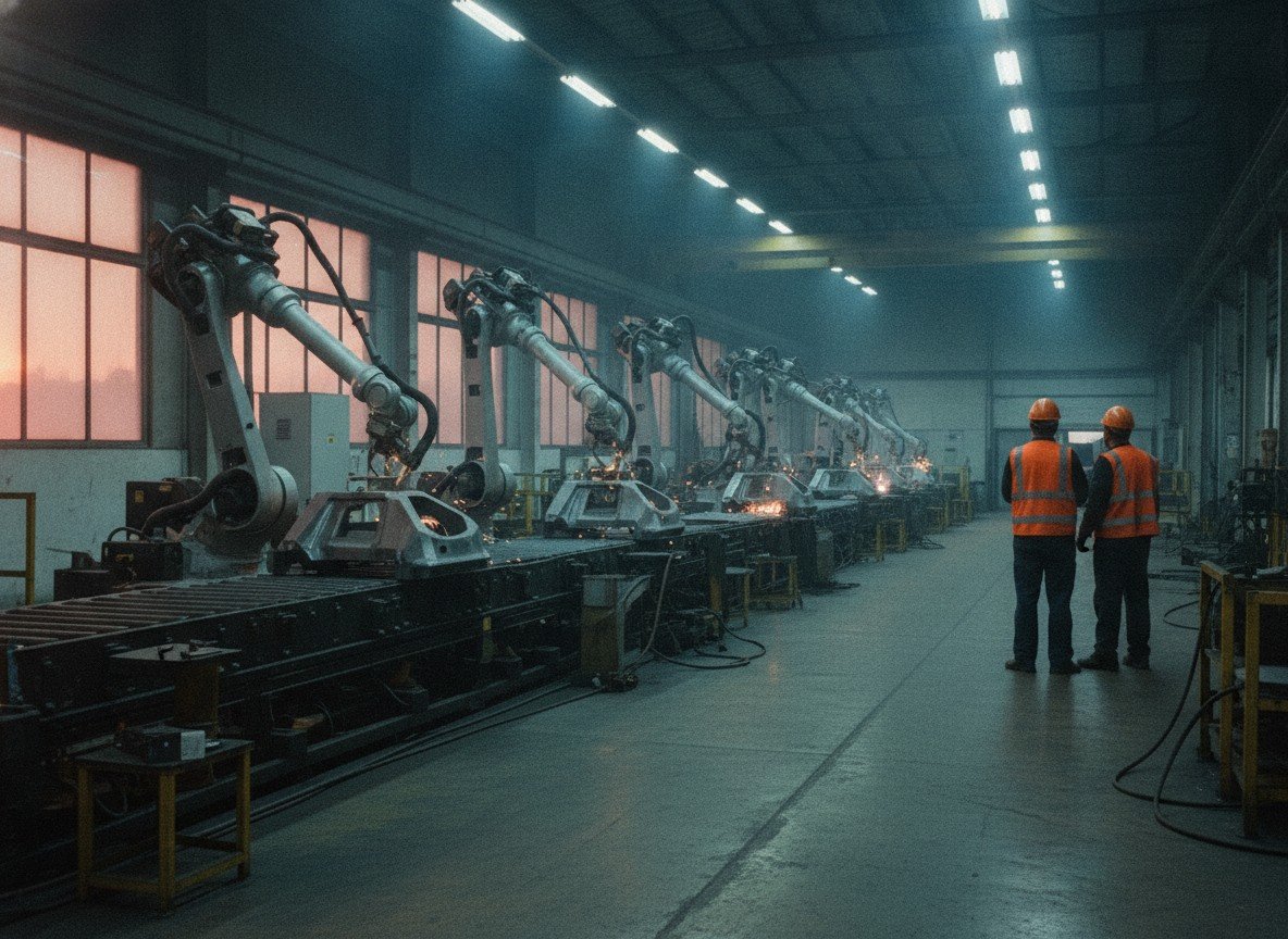 Il·lustració editorial de L'excap d'Uber Travis Kalanick aixeca 1.700 milions de dòlars per construir robots industrials, amb Uber mateix com a inversor