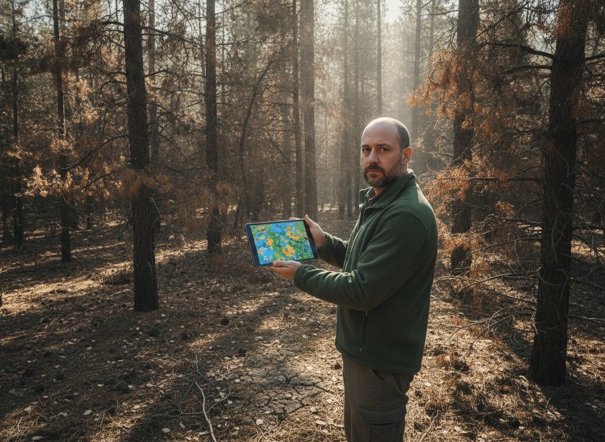 Il·lustració generada amb IA: Una empresa catalana combina intel·ligència artificial i blockchain per vigilar l'estat dels boscos reforestats