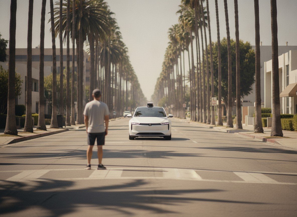 Il·lustració editorial de Waymo estrena cotxes sense conductor a quatre ciutats més dels EUA i registra una societat a Madrid de cara a Espanya