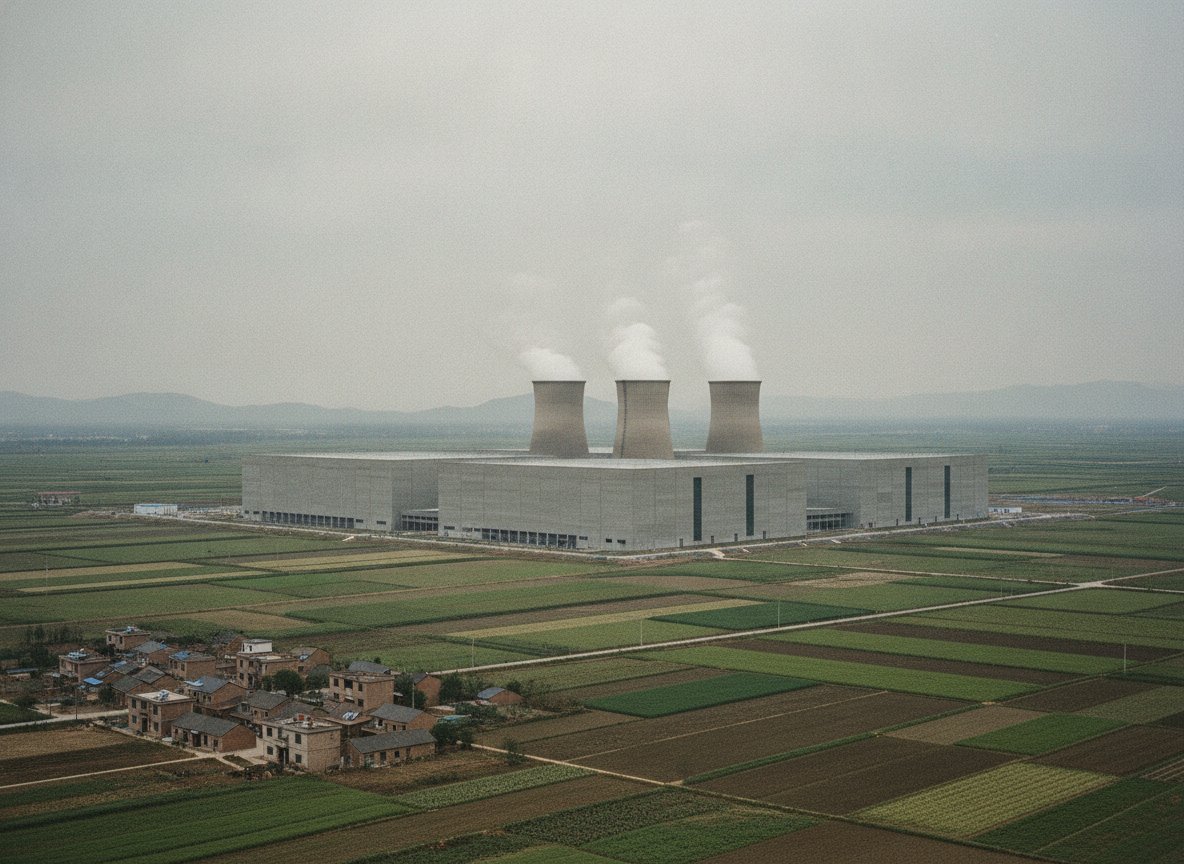 Il·lustració editorial de Pequín escampa centres de dades d'IA per pobles i comarques de tota la Xina, entre l'ambició tecnològica i l'alerta de sobrecapacitat