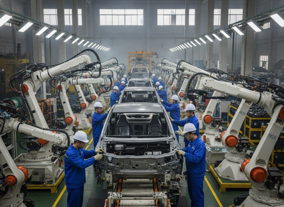 Il·lustració editorial de El fabricant xinès Xpeng vol produir més de 1.000 robots humanoides Iron al mes per llançar-los als mercats internacionals el 2027