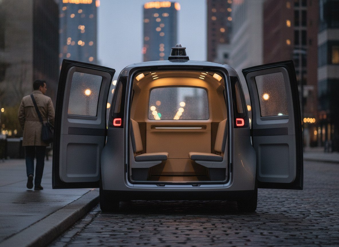 Il·lustració editorial de Zoox obté la primera exempció federal per cobrar per viatges en un robotaxi sense volant ni pedals, i debutarà a Las Vegas